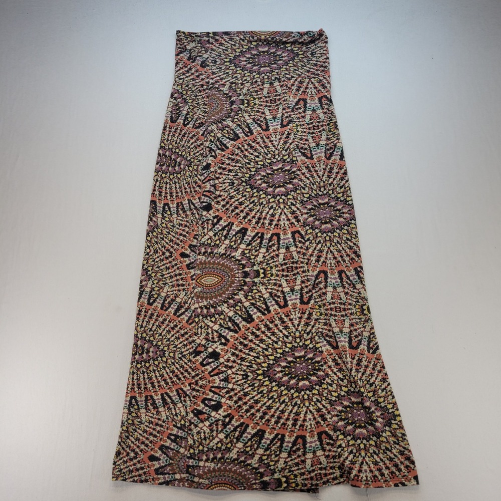 Full Tilt Maxi Skirt Womens Large Multi Color Boho Geometric Kaleidoscope Slit